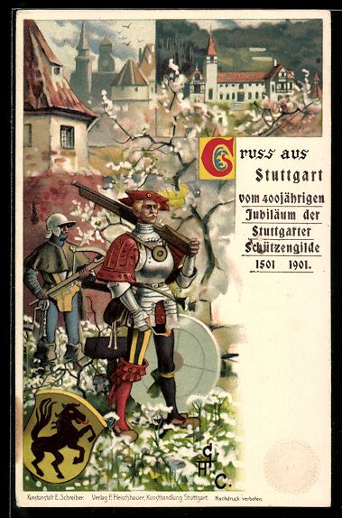 Cancelleria postale: Litho Stuttgart, 400jähriges Jubiläum  – Usato da Berlin venduto da bartko-reher