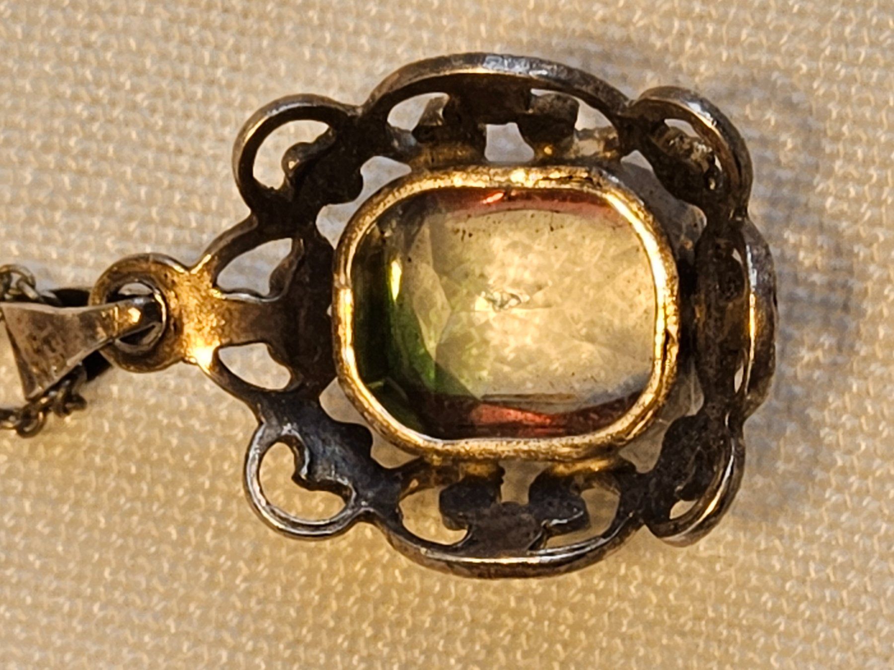 Anhänger: Antiker Silber Irisglas Rheinkiesel Anhänger mit Kette – Gebraucht aus Zürich von SciTec 3