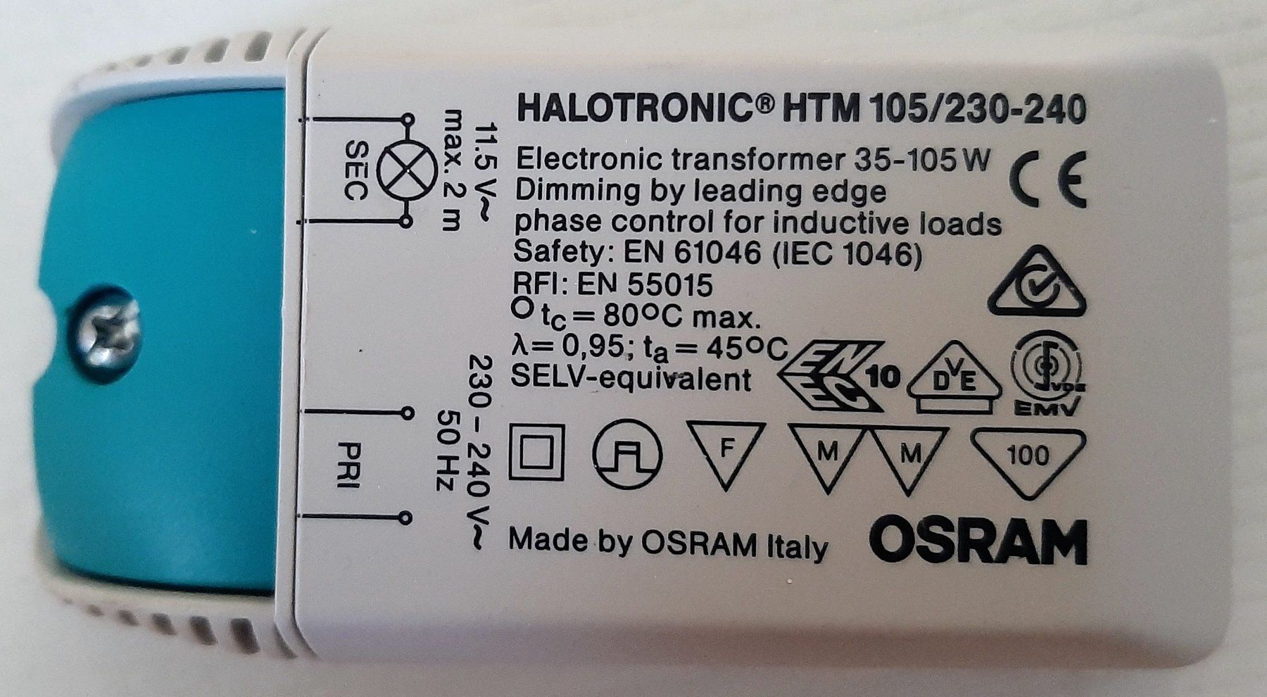Componenti elettronici: OSRAM Halotronic HTM105 Netztrafo 12V – Nuovo (secondo la descrizione) da Zürich venduto da Zurich