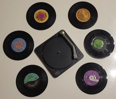 6 Vinyl Schallplatten Untersetzer im Retro Design