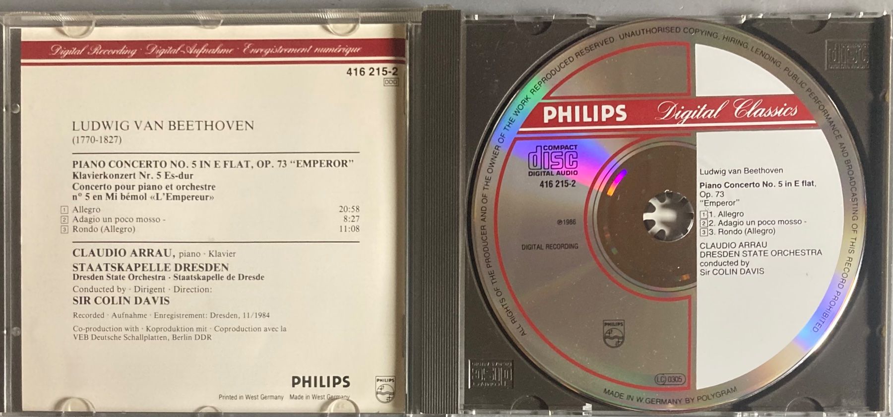 CD: BEETHOVEN...... - PIANO CONCERTO...... – Usato da Poliez-Pittet venduto da Newtown-Records 2