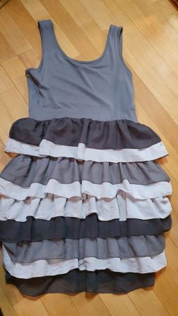 Graues Stufenkleid Gr. 38 Viskose Sommerkleid