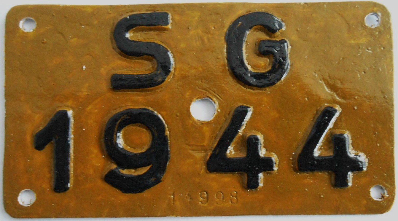 Insegne: Velonummer St. Gallen 1944 SG 44 – Usato da Bülach venduto da gmstart