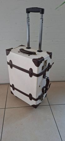 Retro Punk Roll Koffer Weiss/Braun