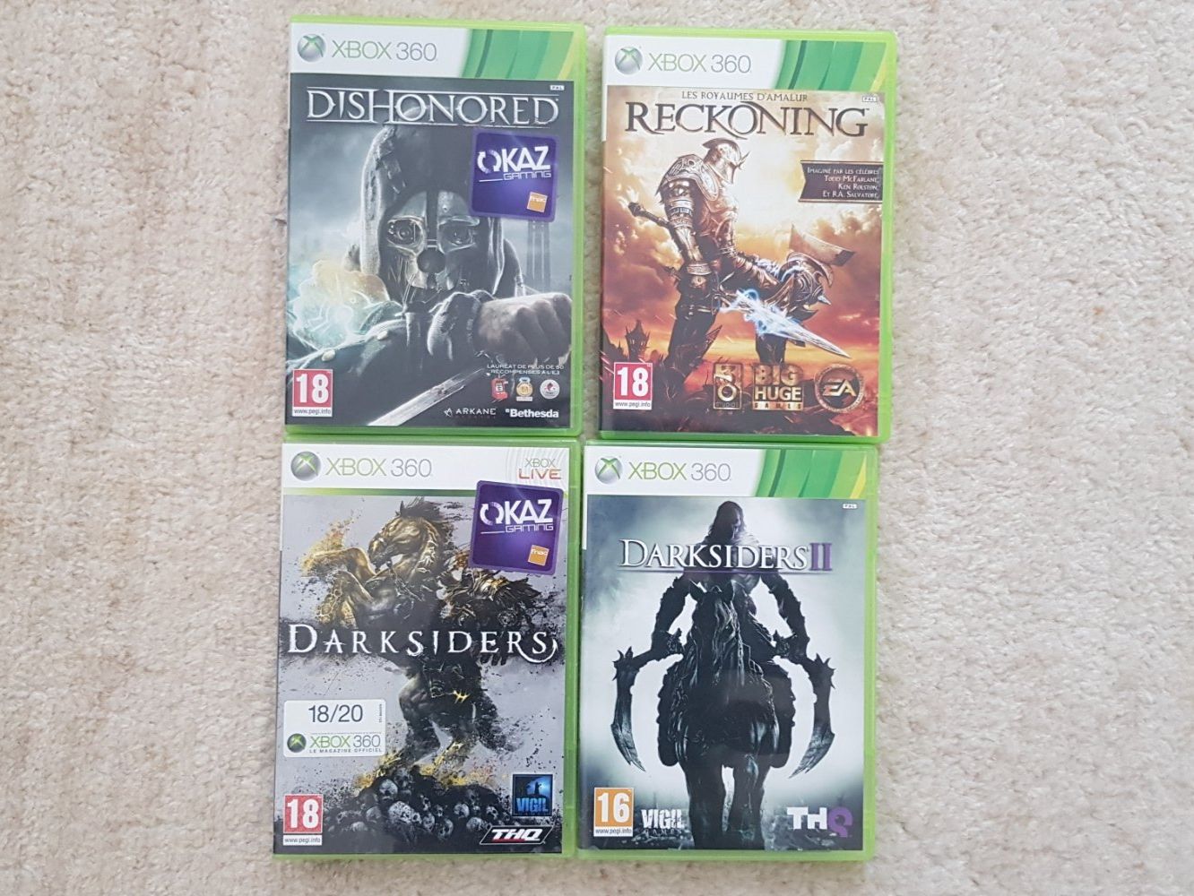 Microsoft Giochi: 4 jeux Xbox 360, 2 darksiders+Reckoning+Dishonored – Usato da Marly venduto da Barbarajane