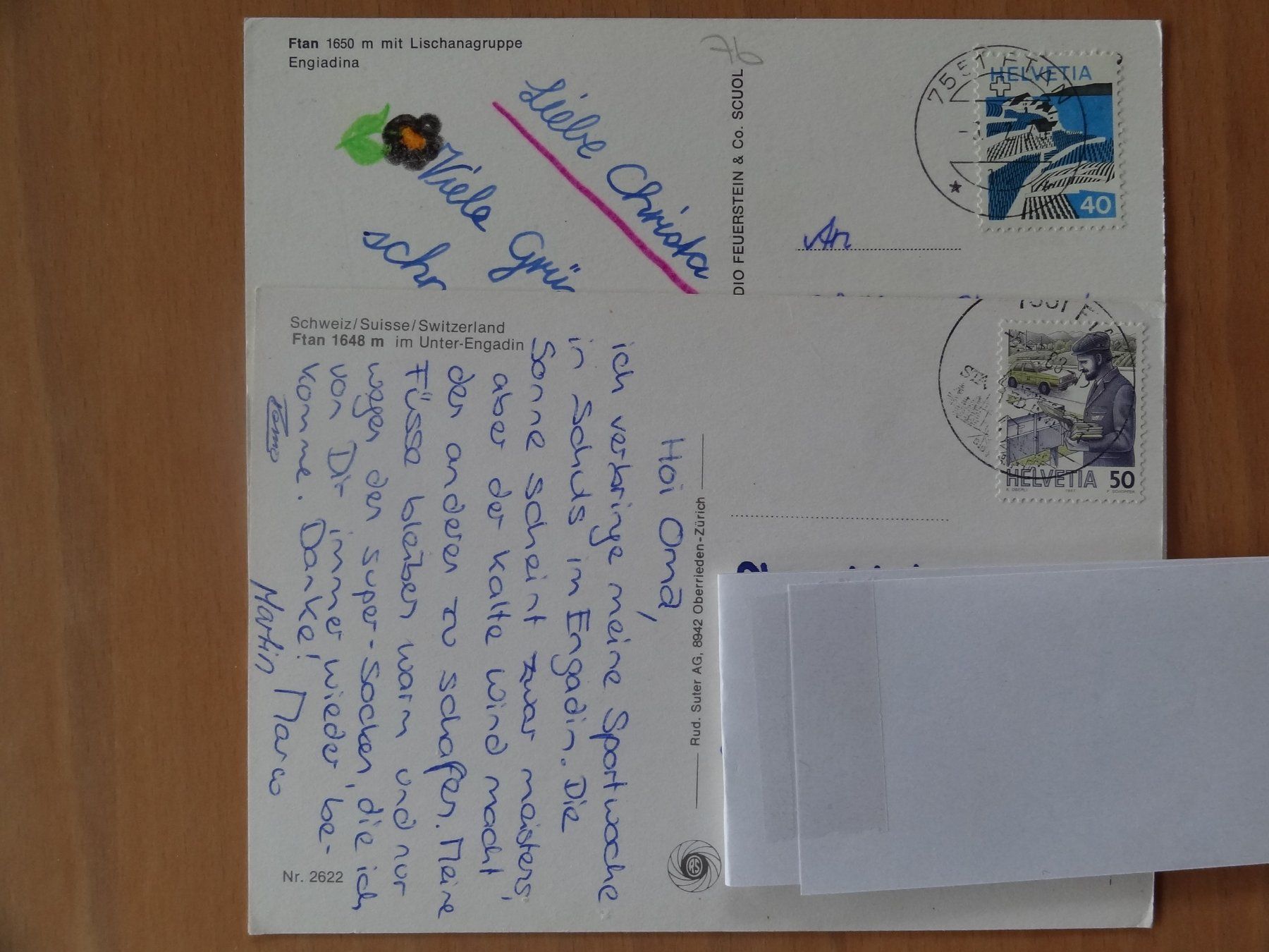 Cartoline postali: Ftan - GR - 2 AK – Usato da St Léonard venduto da Riglin 1