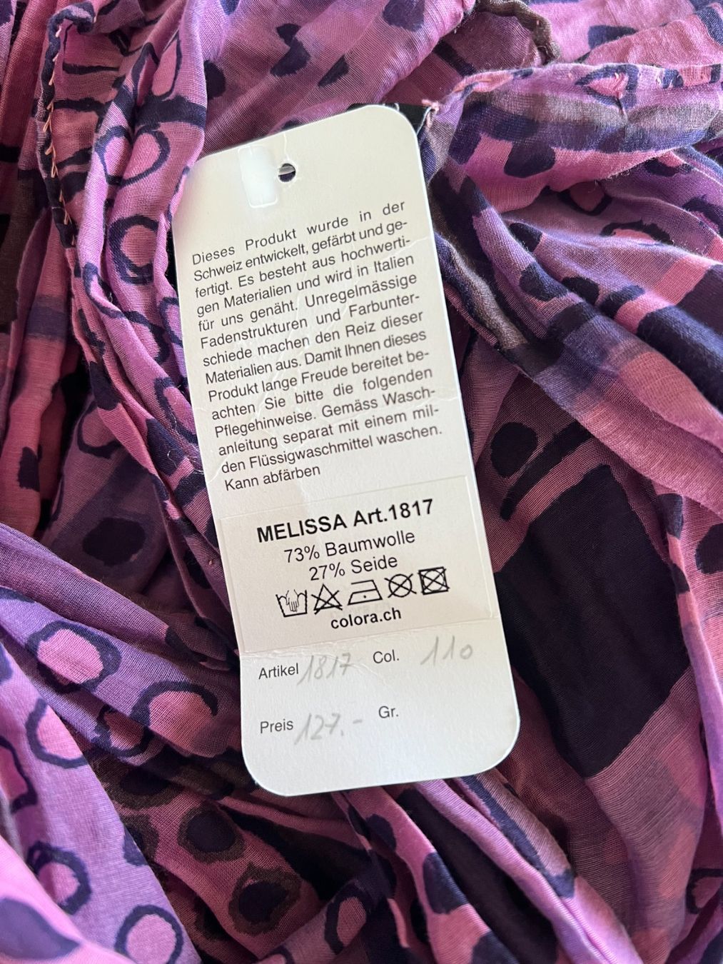 Colora Foulard & Sciarpe: Colora Schal, 27% Seide, Lila, NEU – Nuovo e nell'imballaggio originale da Worb venduto da farben20zauber 1
