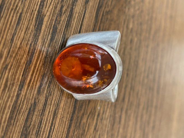 Anelli: Ring Silber 925, Bernstein, Handarbeit , 4 Punzen – Usato da Stein AR venduto da EvaL056 2