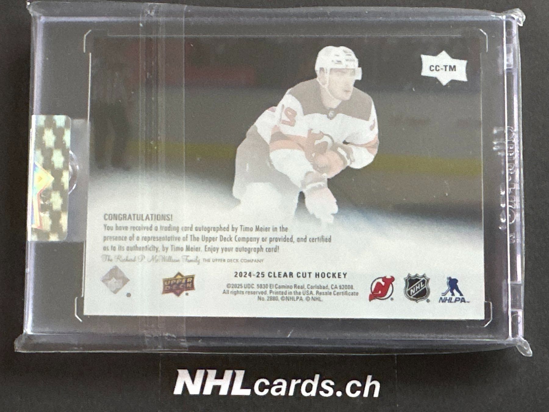 NHL Carte collezionabili: Timo Meier NHL Clear Cut Auto Card – Usato da Belp venduto da nhlcards.ch 1