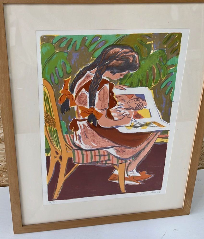 Arts picturaux & lithographies: Lithografie, Mädchen auf Stuhl, Georges Dessouslavy (ID M68) – D'occasion à Gelterfingen par  1