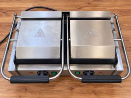 Doppel Kontaktgrill Edelstahl geriffelt guter Zustand