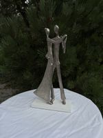 Skulptur Hollander tanzendes Paar Metall silberfarben