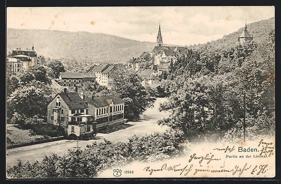 Ansichtskarten: AK Baden, Partie an der Limmat, 1905 – Gebraucht aus Berlin von bartko-reher