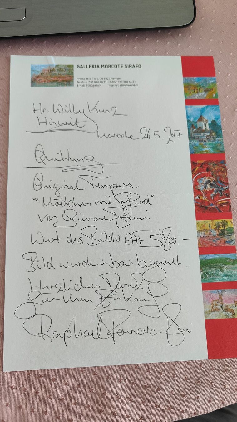 Foto & Immagini: Simone Erni Tempera /Bild, Mädchen mit Pferd, signiert – Usato da Greifensee venduto da Andloe 5