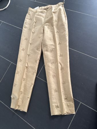 Seide 3/4 Sommerhose mit Blattmuster, Gr. 34