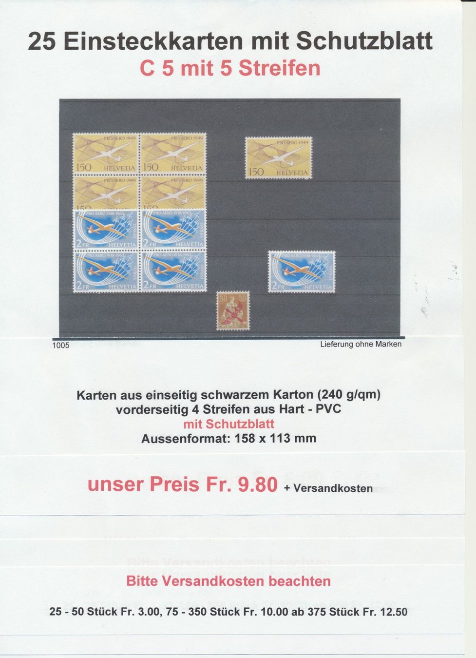 Lindner Album: 25 Einsteckkarten mit Schutzblatt, C 5 mit 5 Streifen – Nuovo (secondo la descrizione) da Winterthur venduto da Zupogeru
