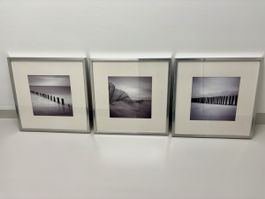 3er Set Bilder mit Strandmotiven inkl. Rahmen