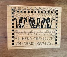 grosser Stempel Holz Motiv Kühe Weihnachten, NEU
