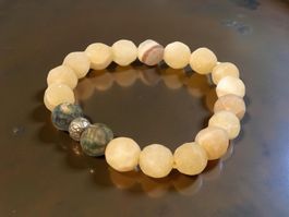 Armband Aragonit, Rhyolith & Bronze