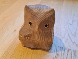 Vintage UBS SBG Bank Schweiz Eulen Holz Spardose Sparkässeli