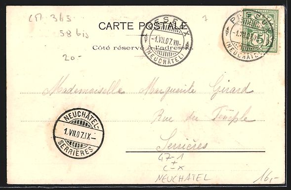 Ansichtskarten: Neuchatel, Association Cantonale des Jeu – Gebraucht aus Berlin von bartko-reher 1