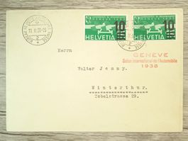 TR65 Enveloppe + Timbre Suisse 1938