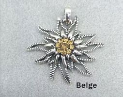 Edelweiss Anhänger, Silber-Look mit Strass, Herbst-Look