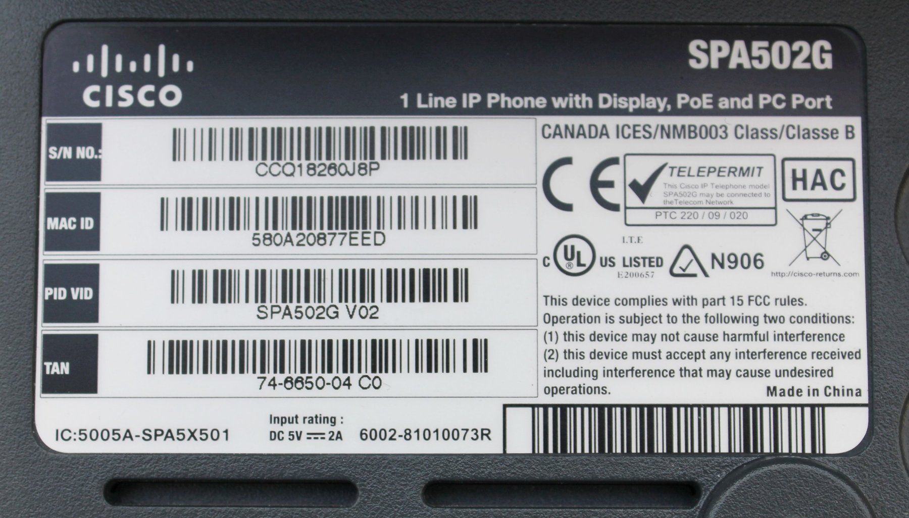 Cisco Telefoni: IP-Telefon CISCO SPA 502 G Small Business – Usato da Oberwil BL venduto da NTS-TopShop 2