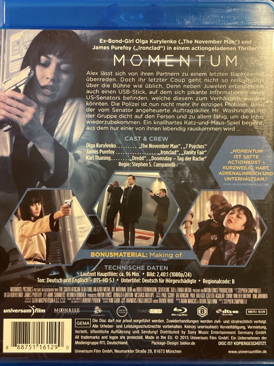 Tutti i DVDs: Momentum (2015) – Nuovo (secondo la descrizione) da Waldenburg venduto da Gonzo8 1