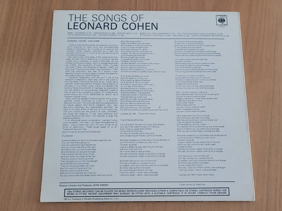 Dischi in vinile: LP  Leonard Cohen – Usato da Martigny venduto da MZ-67 1