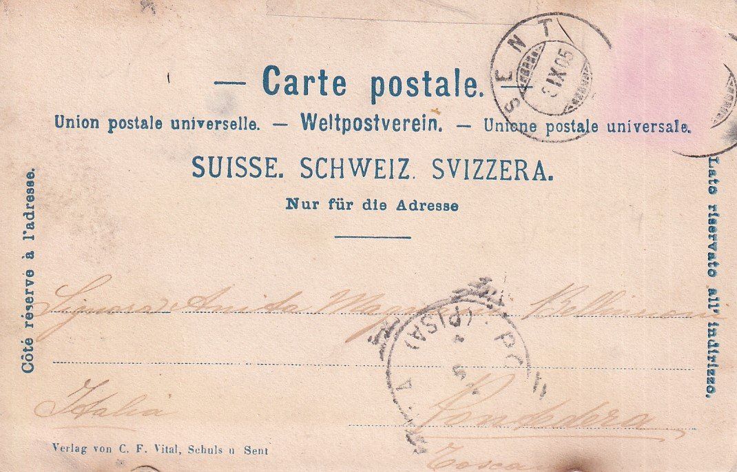 Ansichtskarten: Sent   GR   im Engadin              um 1905 – Gebraucht aus Brig von Valcards54 1