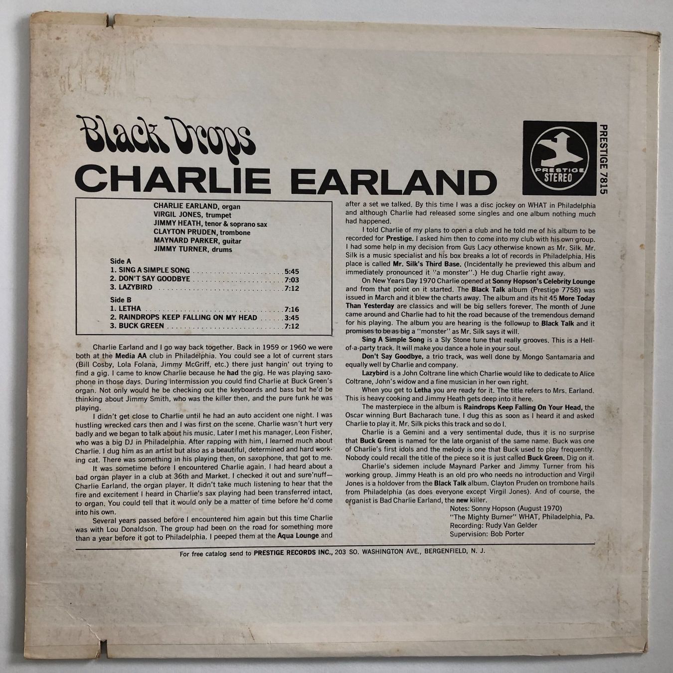 Dischi in vinile: CHARLIE EARLAND - Black Drops – Usato da Zufikon venduto da mirageg5 1