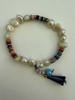 Modeschmuck Armband mit bunten Rocailles und Anhänger