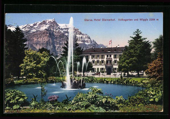 Cartoline postali: Glarus, Hotel Glarnerhof, Volksgarten un – Usato da Berlin venduto da bartko-reher