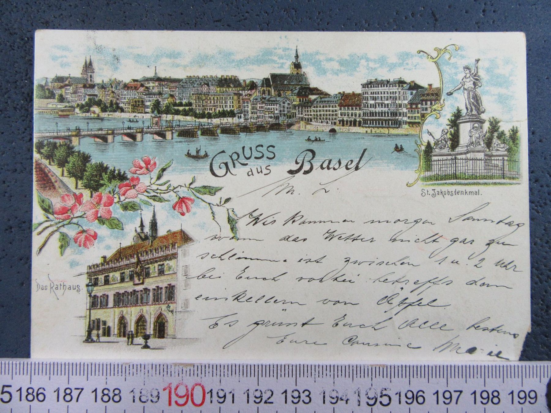 Cartes postales: BASEL 1910 3BILD-LITHO ECKE AB AK-BS – Défectueux à Ettingen par Hausi4711