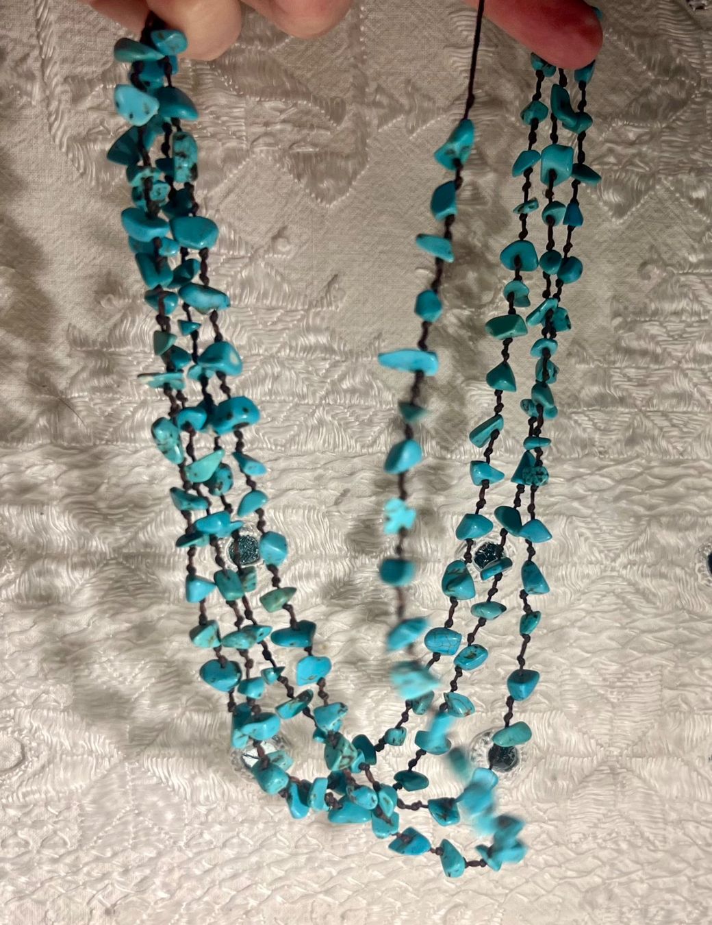 Ketten: Collier vintage 70s 4 rangs chips turquoises – Gebraucht aus Genève von DELIRBEADS 9