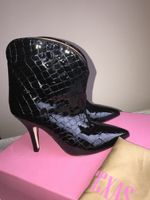 PARIS TEXAS Stiefeletten Schwarz Kroko-Look NEUWERTIG NP380€