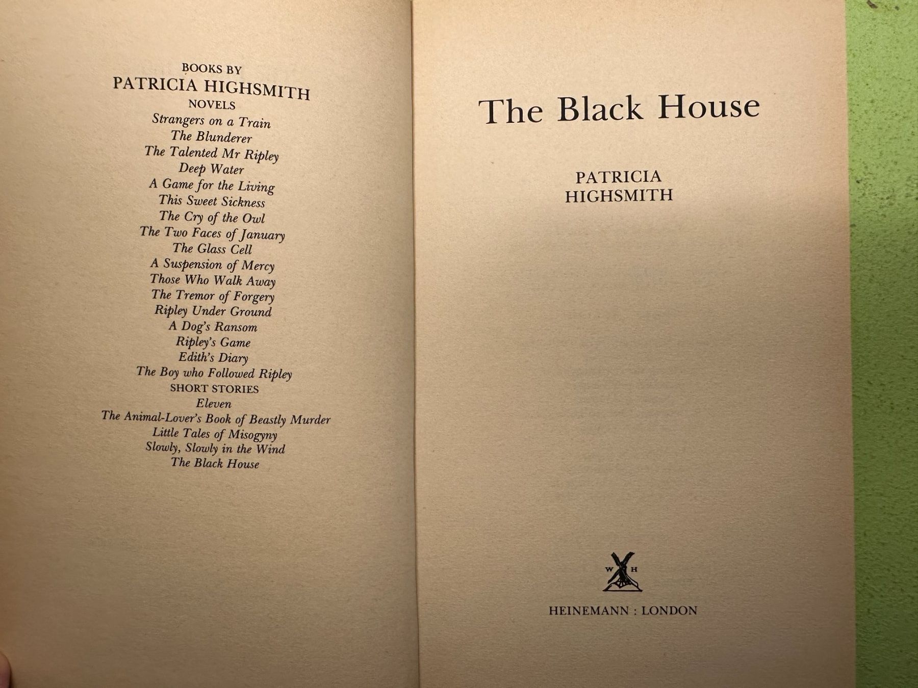 Libri: Patricia Highsmith: The Black House. – Usato da Zürich venduto da allp 2