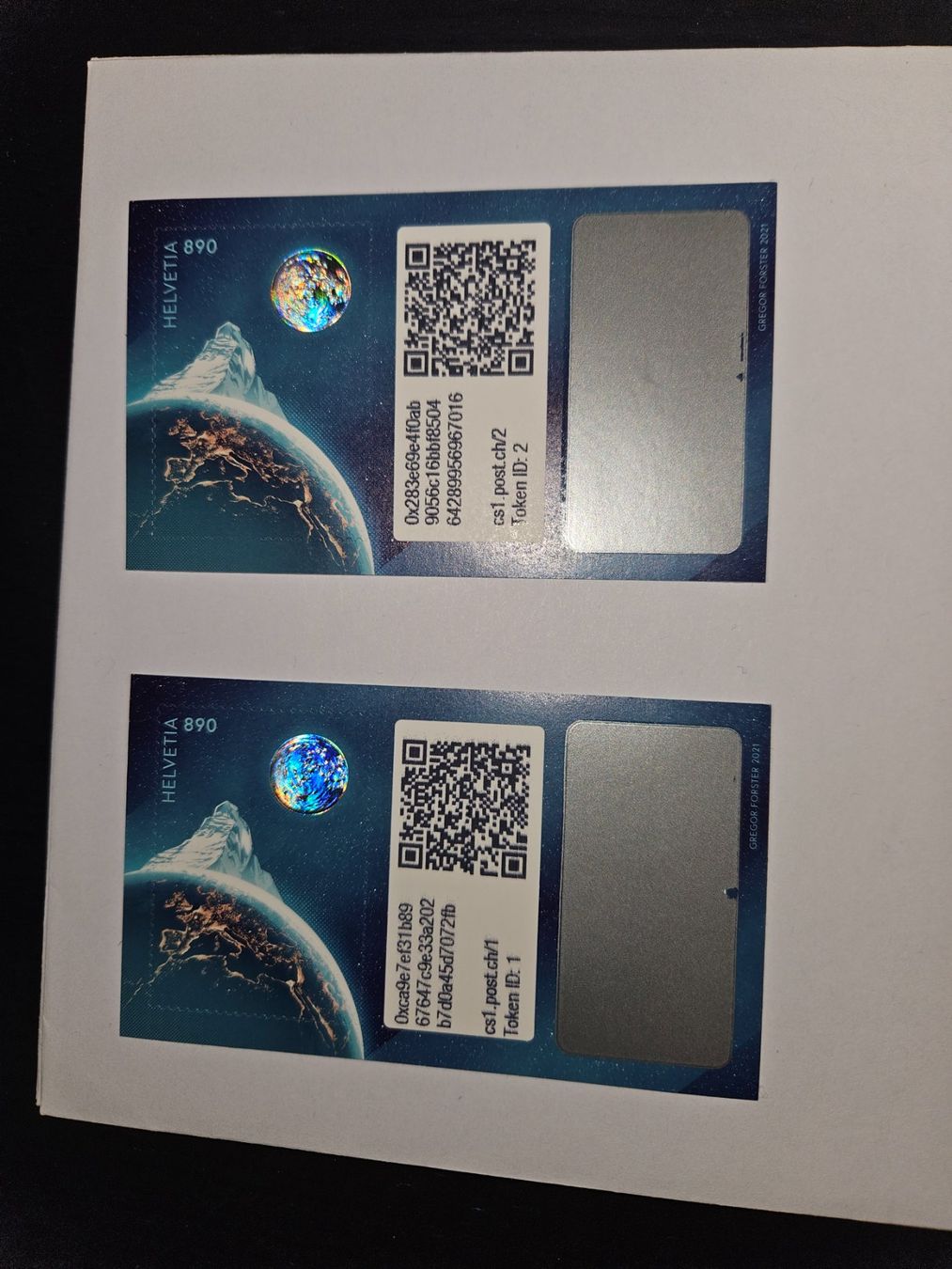 Tutti i francobolli: Swiss Crypto Stamp ID 1 und ID 2 – Nuovo (secondo la descrizione) da Schachen b. Herisau venduto da lilienstrauch