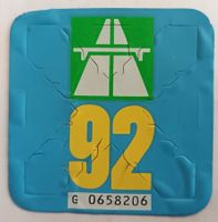 Vignette 1992 Autobahnvignette 92, gebraucht
