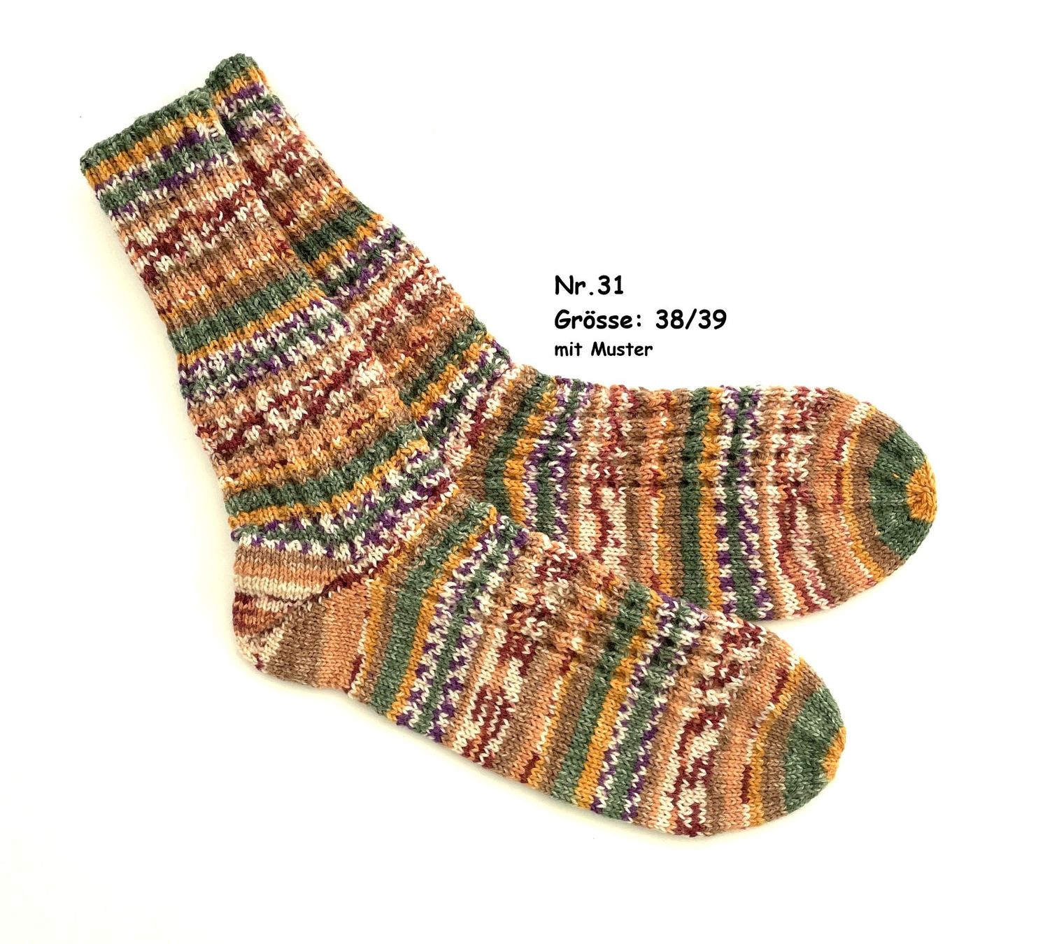 Calze: Socken handgestrickt   Gr.38/39   Nr.31 – Nuovo e nell'imballaggio originale da Täuffelen venduto da wollness