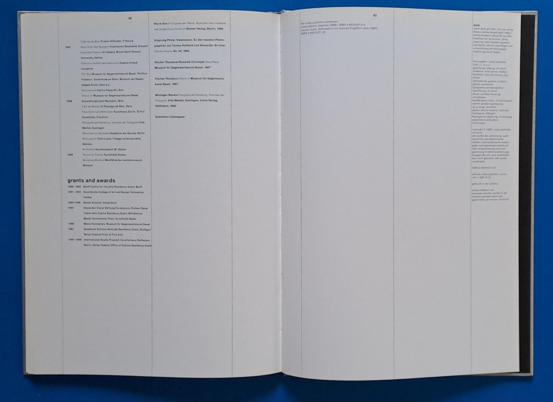Bücher: teresa hubbard and alexander birchler: scene. EA 1998 Codax – Gebraucht aus Zürich von archiphil 9