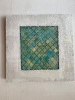 Bild modern 35x35 türkis grün Unikat Papierkunst