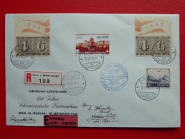 1943, W16 Luxusblatt (2x) Ausschnitte auf Flugbrief BERN !
