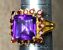 Amethyst + Granat Ring 💎✨ Silber 925 vergoldet RB112
