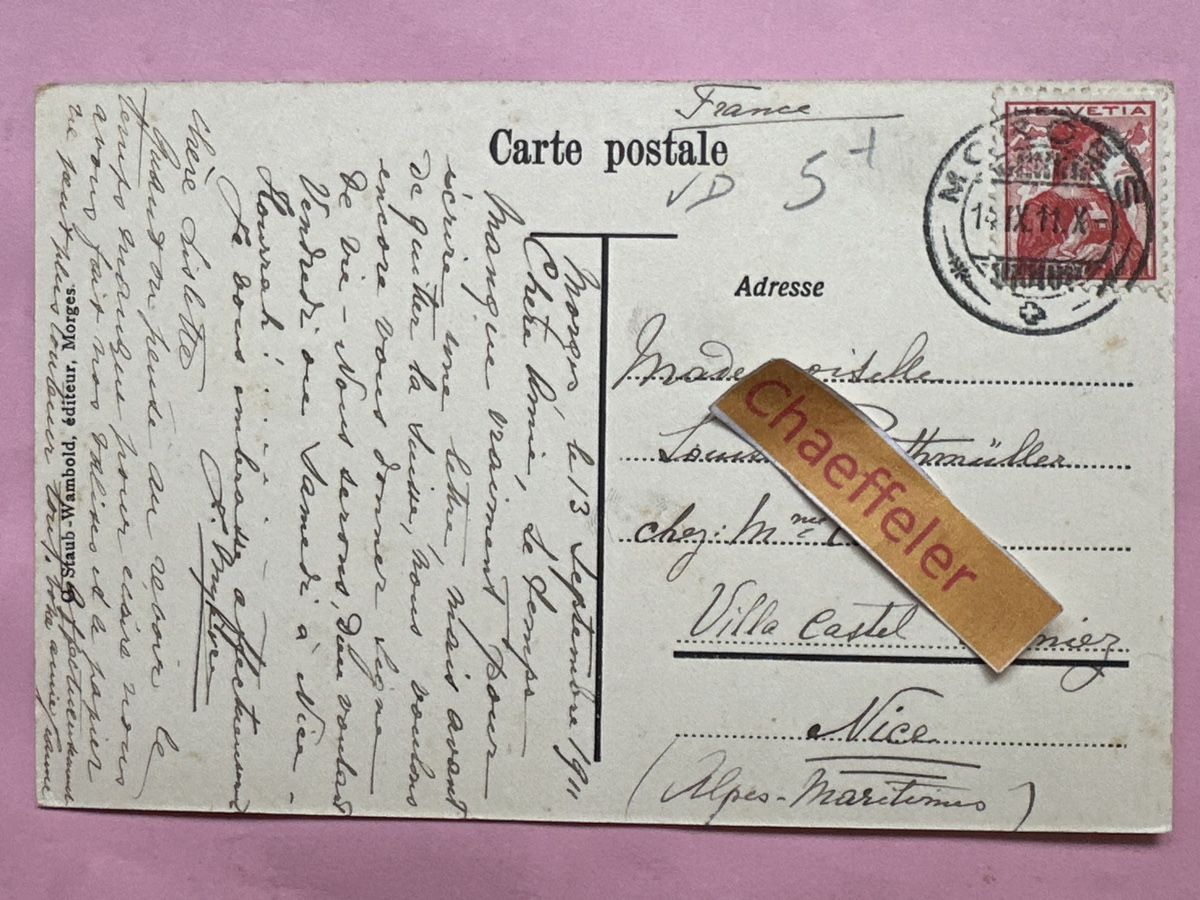 Ansichtskarten: 1911. 512 Morges-Vue Générale – Gebraucht aus Zürich von Chaeffeler 1