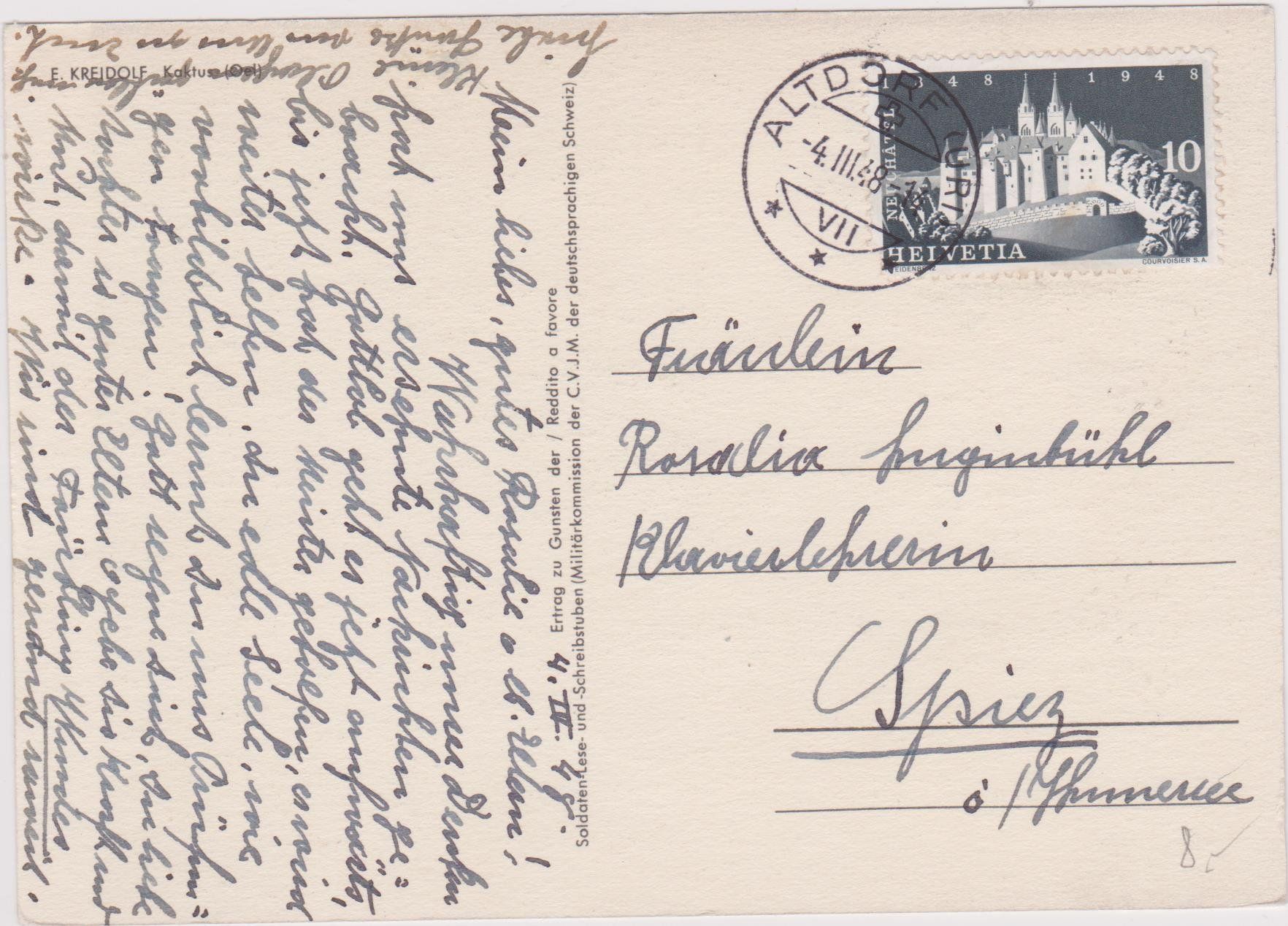 Ansichtskarten: Kreidolf 1948 – Gebraucht aus Spiez von Niesen20 1