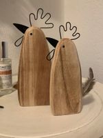2- er Set Huhn Holz mit Drahtkamm & Feder, Höhen 18 & 22cm