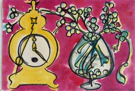 Hans Wullschleger (1913-1987), Farblithographie, Zeit, Vase