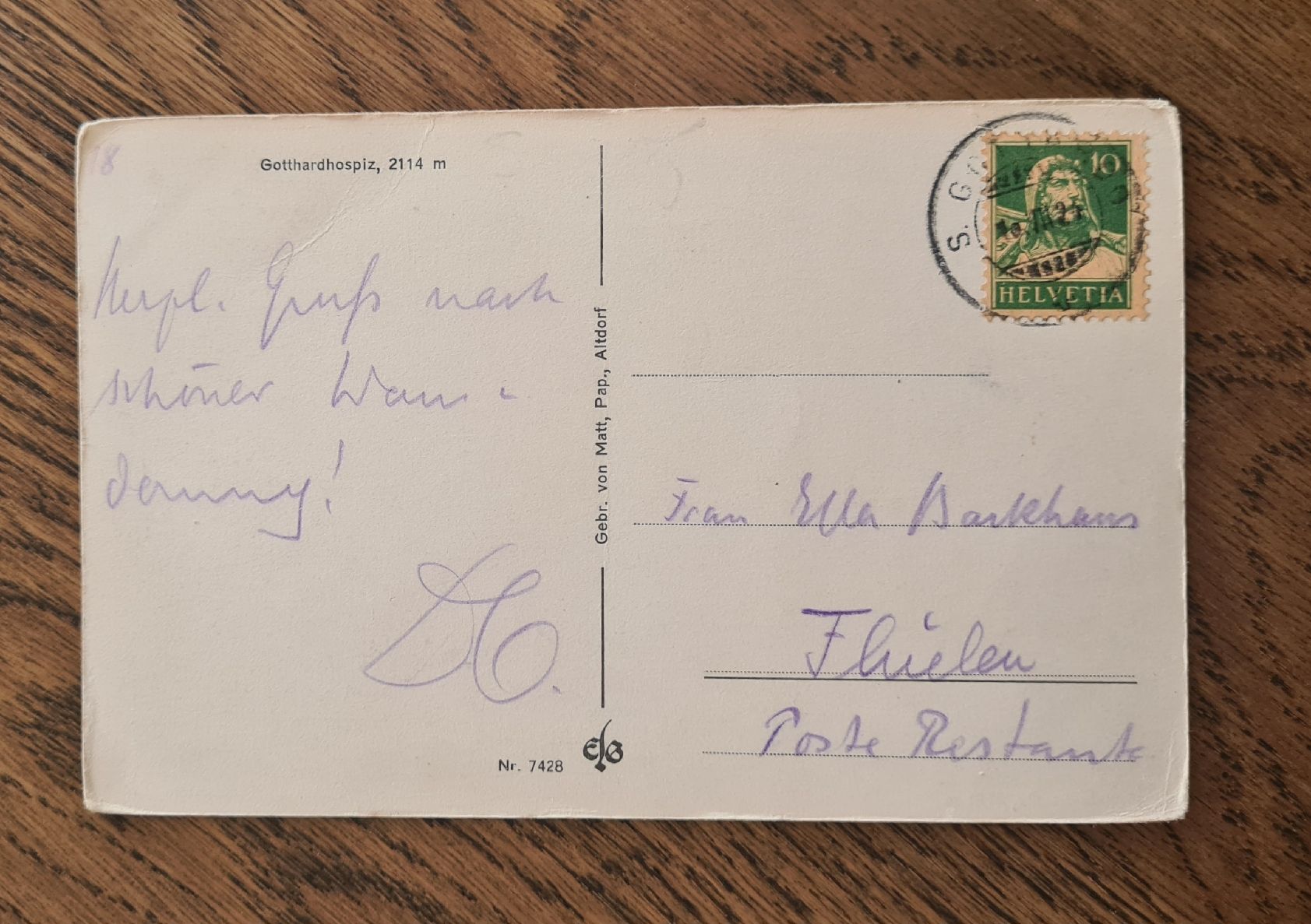 Cartoline postali: Gotthard Hospiz1925 – Usato da Ebikon venduto da Donar50 1